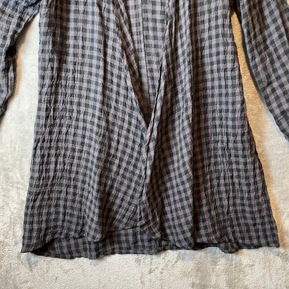 Goddess‎ Gear Organic Linen Cardigan Black Charcoal Check Medium lagenlook - Picture 3 of 6